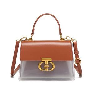 3780 Transparent Crossbody Handbag with Turn Lock Closure Messenger Bag
